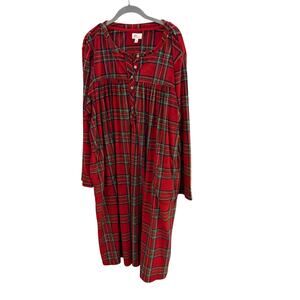 Arie Collection Super Soft Nightgown Long Sleeve Red Plaid 3X Classic+
